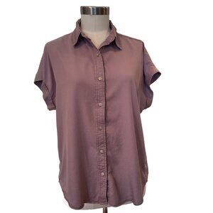 Tilley Women's Short Sleeved Mauve Dusty Lilac Tencel Blouse #2042002 Large